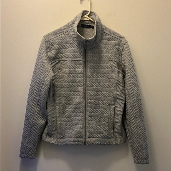 Prana Light Gray Quilted Women's full zip jacket size Large - Picture 1 of 11